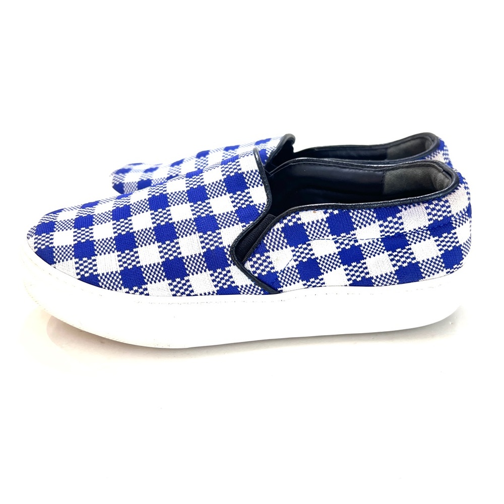 Celine blue and white plaid sneakers